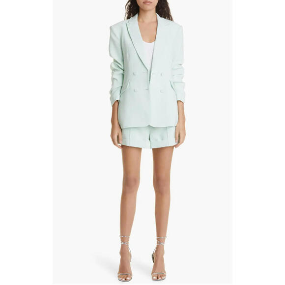 NEW, Cinq A Sept Kris Ruched Sleeve Double Breasted Blazer Celadon SZ 6  #SJ1938 - Picture 5 of 12